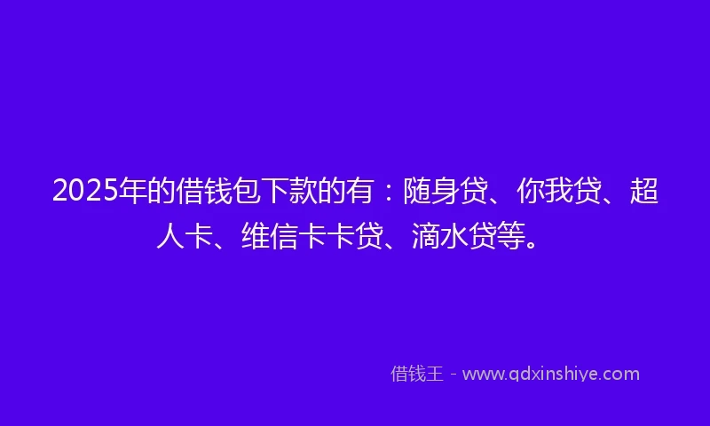 2025年的借钱包下款的有：随身贷、你我贷、超人卡、维信卡卡贷、滴水贷等。