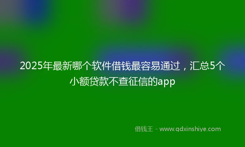 2025年最新哪个软件借钱最容易通过，汇总5个小额贷款不查征信的app