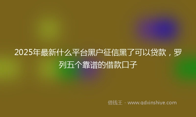 2025年最新什么平台黑户征信黑了可以贷款，罗列五个靠谱的借款口子