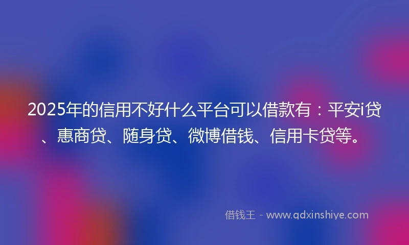 2025年的信用不好什么平台可以借款有：平安i贷、惠商贷、随身贷、微博借钱、信用卡贷等。