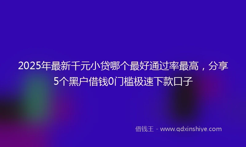 2025年最新千元小贷哪个最好通过率最高，分享5个黑户借钱0门槛极速下款口子