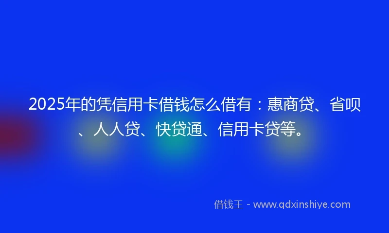 2025年的凭信用卡借钱怎么借有：惠商贷、省呗、人人贷、快贷通、信用卡贷等。