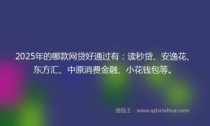 2025年的哪款网贷好通过有：读秒贷、安逸花、东方汇、中原消费金融、小花钱包等。