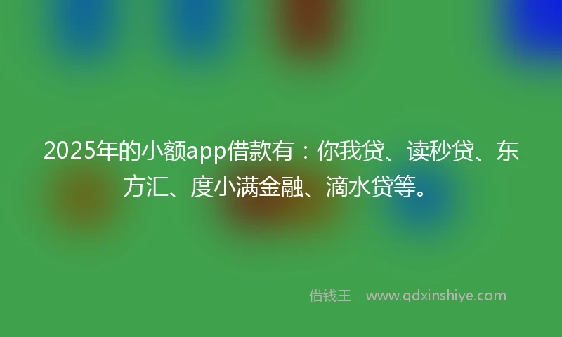 2025年的小额app借款有：你我贷、读秒贷、东方汇、度小满金融、滴水贷等。