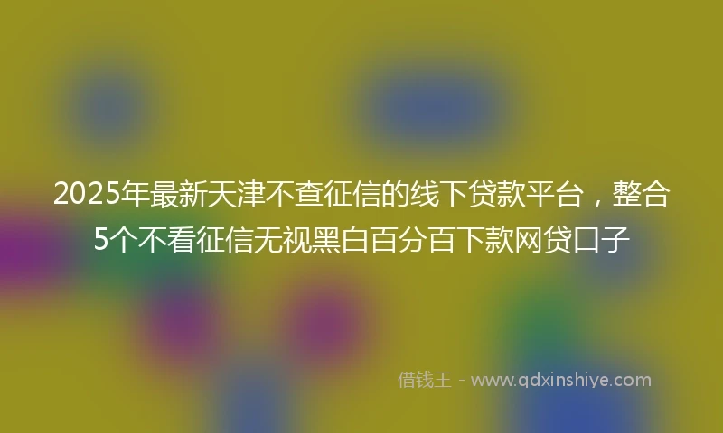 2025年最新天津不查征信的线下贷款平台，整合5个不看征信无视黑白百分百下款网贷口子