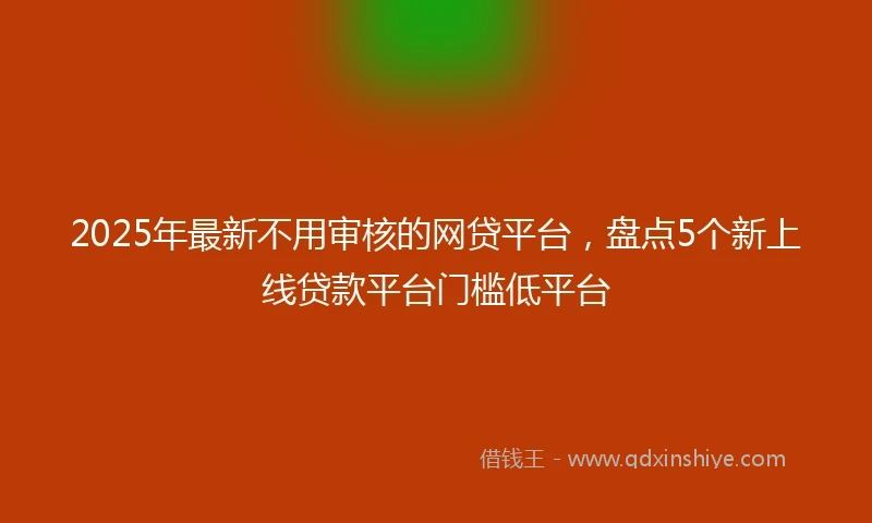 2025年最新不用审核的网贷平台，盘点5个新上线贷款平台门槛低平台