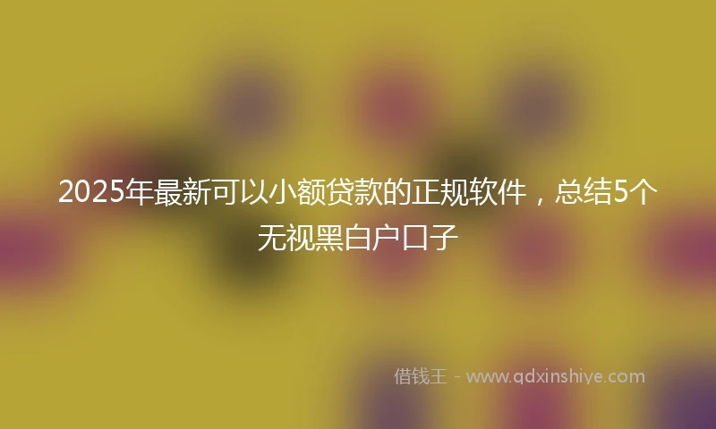 2025年最新可以小额贷款的正规软件，总结5个无视黑白户口子