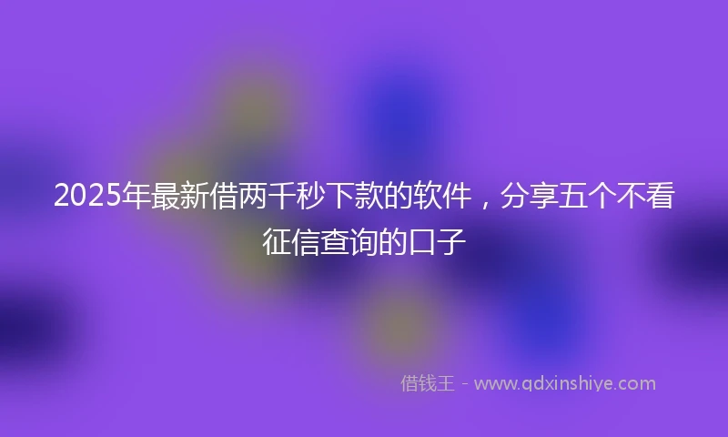 2025年最新借两千秒下款的软件，分享五个不看征信查询的口子