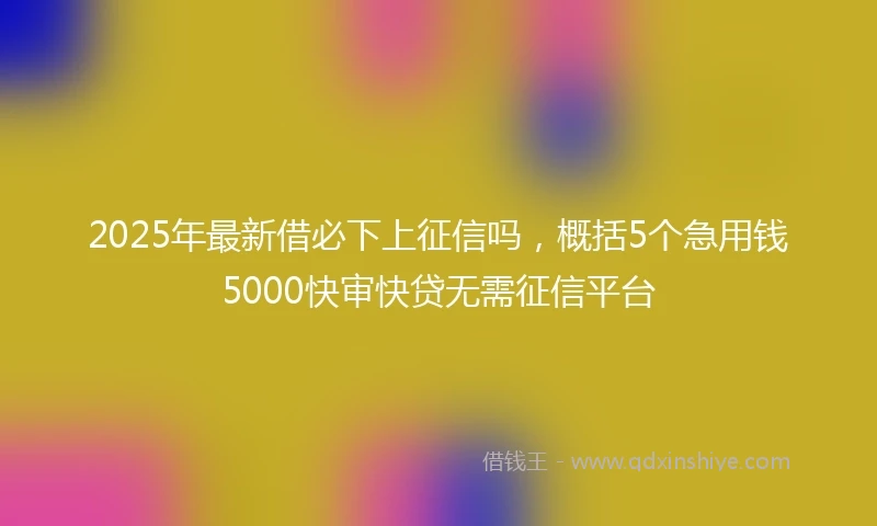 2025年最新借必下上征信吗，概括5个急用钱5000快审快贷无需征信平台