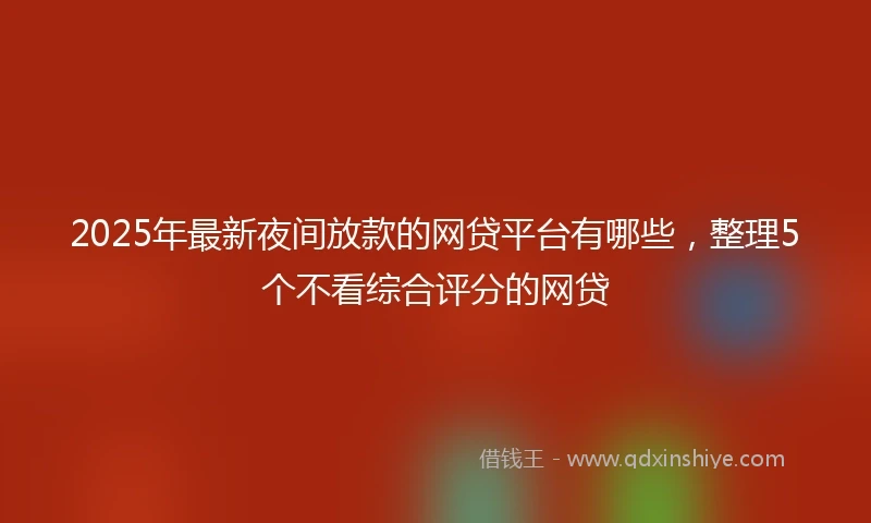 2025年最新夜间放款的网贷平台有哪些，整理5个不看综合评分的网贷