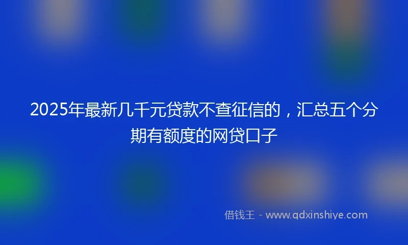 2025年最新几千元贷款不查征信的，汇总五个分期有额度的网贷口子