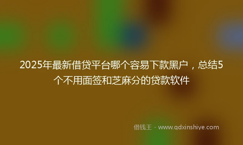 2025年最新借贷平台哪个容易下款黑户，总结5个不用面签和芝麻分的贷款软件