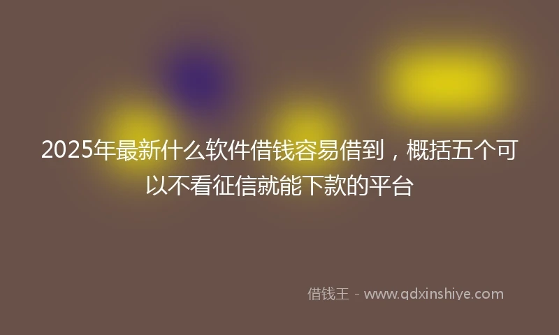 2025年最新什么软件借钱容易借到，概括五个可以不看征信就能下款的平台