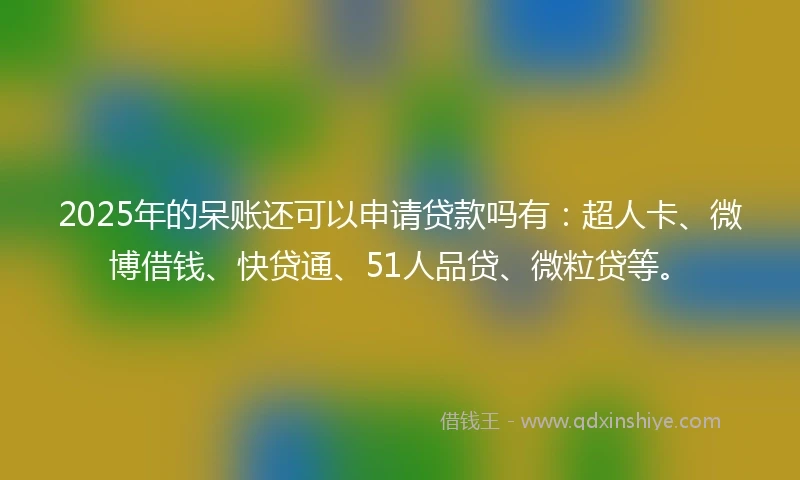 2025年的呆账还可以申请贷款吗有：超人卡、微博借钱、快贷通、51人品贷、微粒贷等。