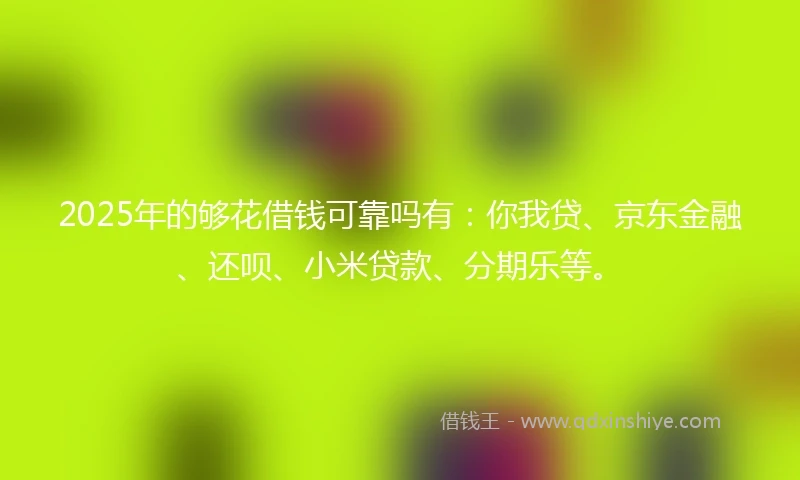 2025年的够花借钱可靠吗有：你我贷、京东金融、还呗、小米贷款、分期乐等。