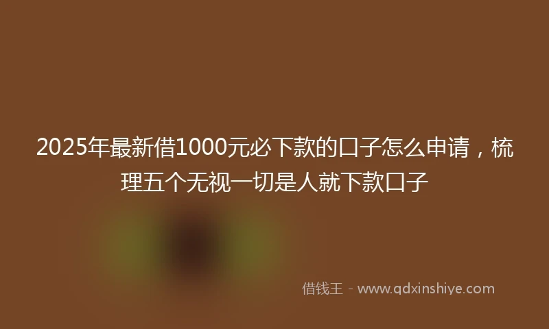 2025年最新借1000元必下款的口子怎么申请，梳理五个无视一切是人就下款口子