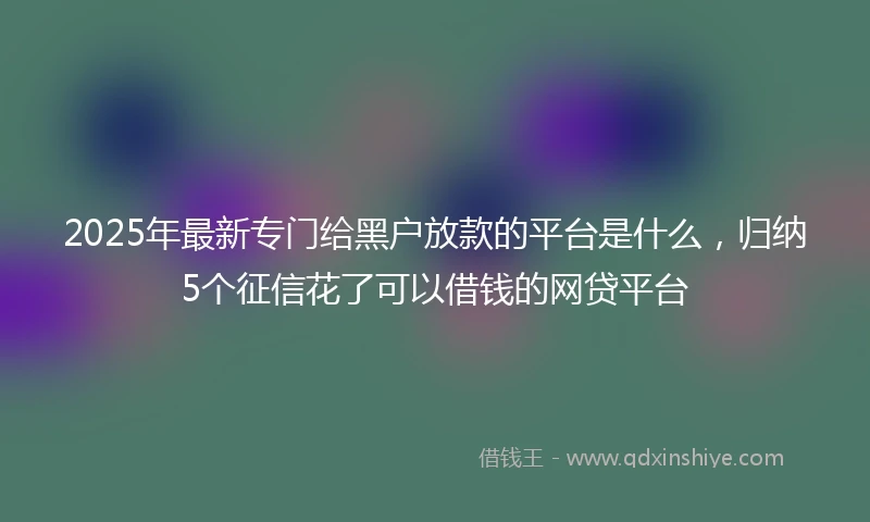 2025年最新专门给黑户放款的平台是什么，归纳5个征信花了可以借钱的网贷平台