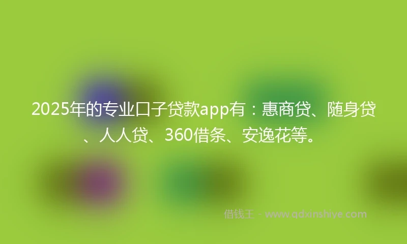 2025年的专业口子贷款app有：惠商贷、随身贷、人人贷、360借条、安逸花等。
