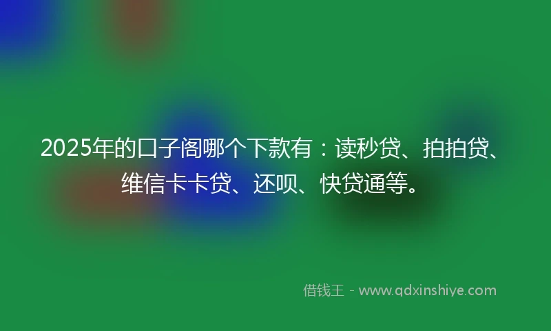 2025年的口子阁哪个下款有：读秒贷、拍拍贷、维信卡卡贷、还呗、快贷通等。