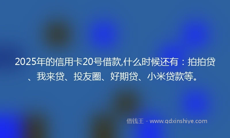 2025年的信用卡20号借款,什么时候还有：拍拍贷、我来贷、投友圈、好期贷、小米贷款等。