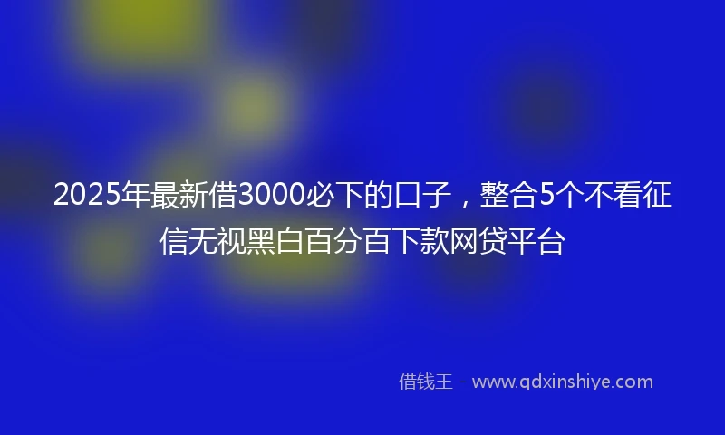 2025年最新借3000必下的口子，整合5个不看征信无视黑白百分百下款网贷平台