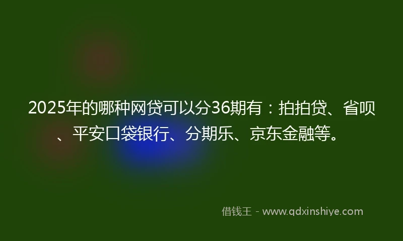 2025年的哪种网贷可以分36期有：拍拍贷、省呗、平安口袋银行、分期乐、京东金融等。