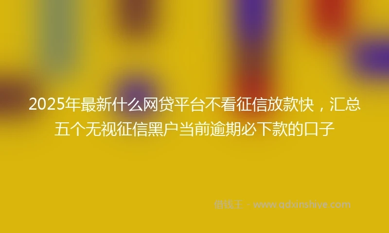 2025年最新什么网贷平台不看征信放款快，汇总五个无视征信黑户当前逾期必下款的口子
