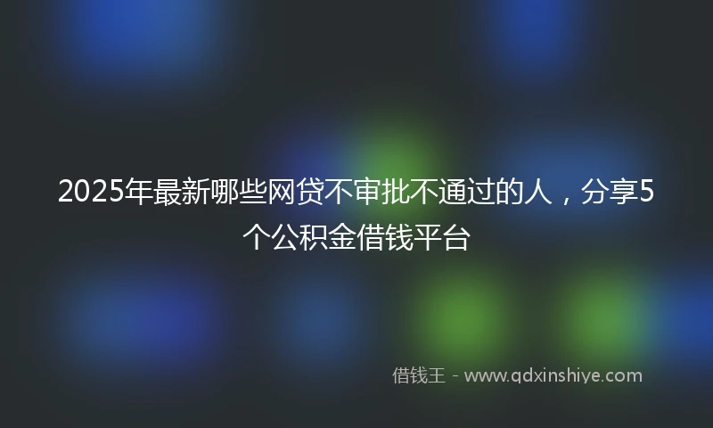 2025年最新哪些网贷不审批不通过的人，分享5个公积金借钱平台