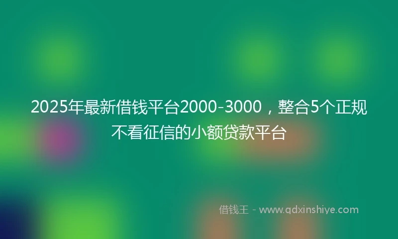 2025年最新借钱平台2000-3000，整合5个正规不看征信的小额贷款平台