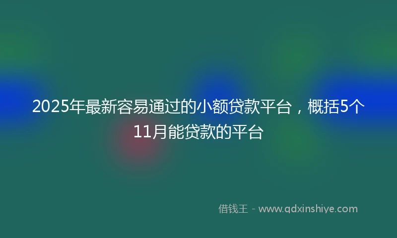 2025年最新容易通过的小额贷款平台，概括5个11月能贷款的平台