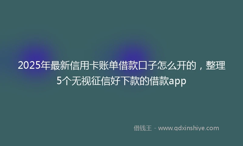 2025年最新信用卡账单借款口子怎么开的，整理5个无视征信好下款的借款app