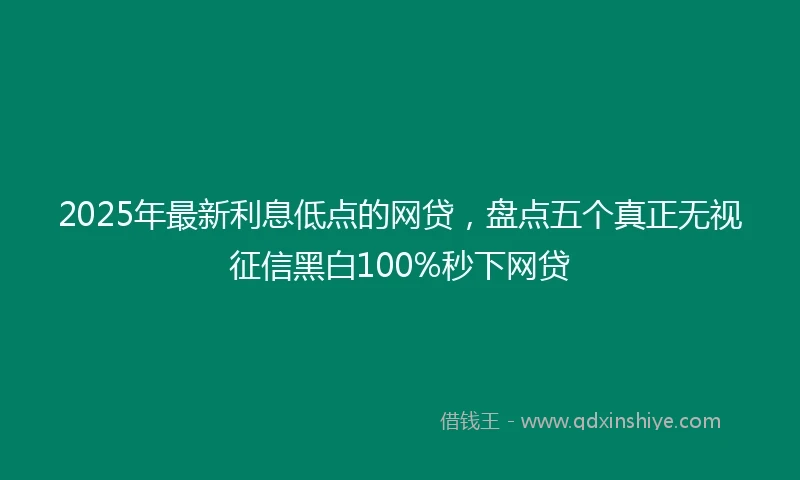 2025年最新利息低点的网贷，盘点五个真正无视征信黑白100%秒下网贷