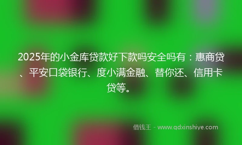 2025年的小金库贷款好下款吗安全吗有：惠商贷、平安口袋银行、度小满金融、替你还、信用卡贷等。