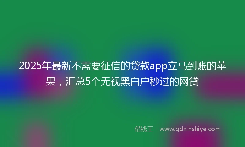 2025年最新不需要征信的贷款app立马到账的苹果，汇总5个无视黑白户秒过的网贷