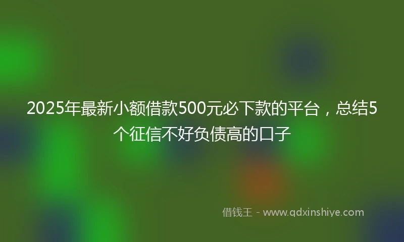 2025年最新小额借款500元必下款的平台，总结5个征信不好负债高的口子