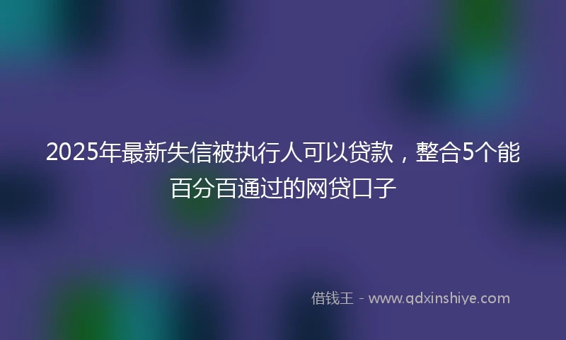2025年最新失信被执行人可以贷款，整合5个能百分百通过的网贷口子
