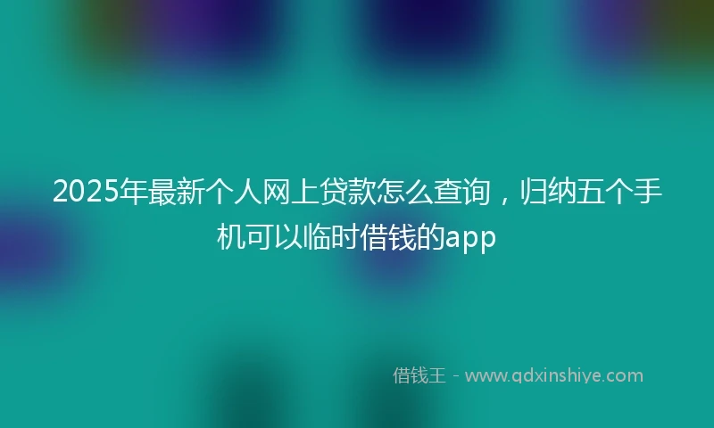 2025年最新个人网上贷款怎么查询，归纳五个手机可以临时借钱的app