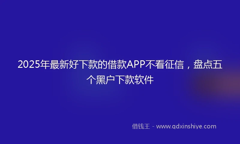2025年最新好下款的借款APP不看征信，盘点五个黑户下款软件