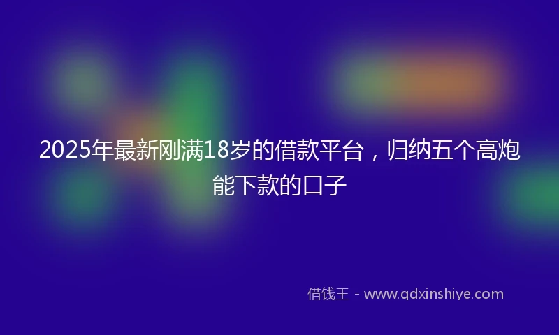 2025年最新刚满18岁的借款平台，归纳五个高炮能下款的口子