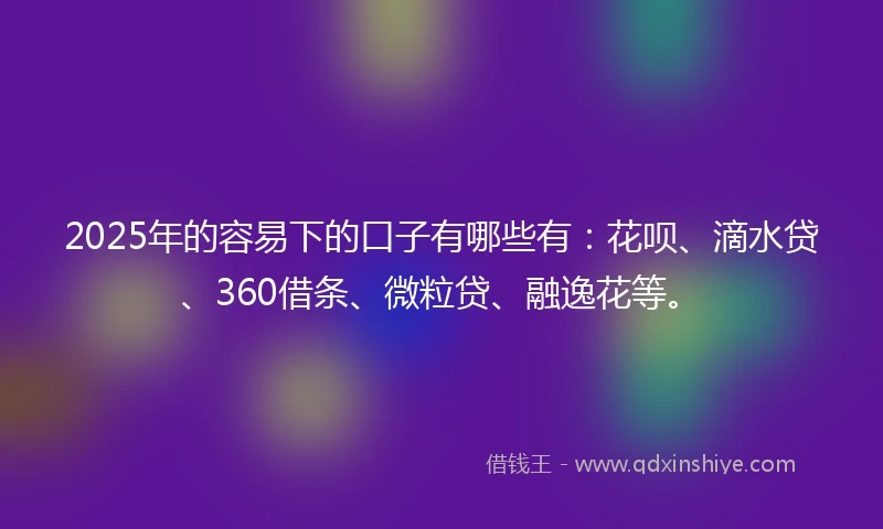 2025年的容易下的口子有哪些有：花呗、滴水贷、360借条、微粒贷、融逸花等。