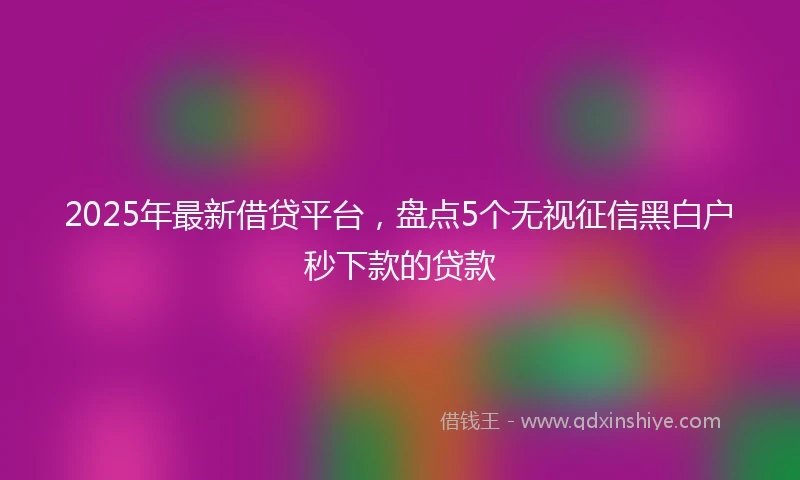 2025年最新借贷平台，盘点5个无视征信黑白户秒下款的贷款