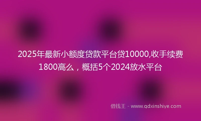 2025年最新小额度贷款平台贷10000,收手续费1800高么，概括5个2024放水平台
