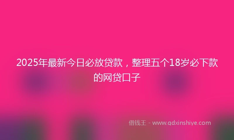 2025年最新今日必放贷款，整理五个18岁必下款的网贷口子