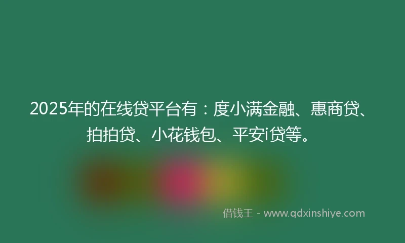 2025年的在线贷平台有：度小满金融、惠商贷、拍拍贷、小花钱包、平安i贷等。