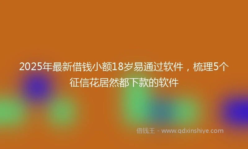 2025年最新借钱小额18岁易通过软件，梳理5个征信花居然都下款的软件