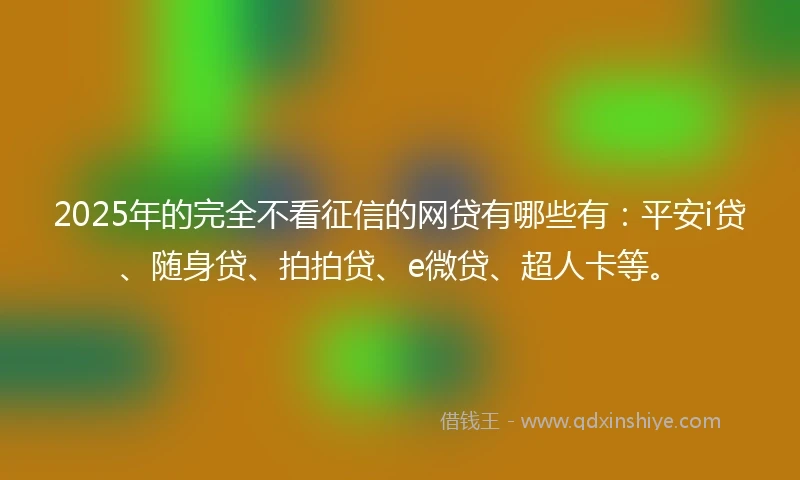 2025年的完全不看征信的网贷有哪些有：平安i贷、随身贷、拍拍贷、e微贷、超人卡等。