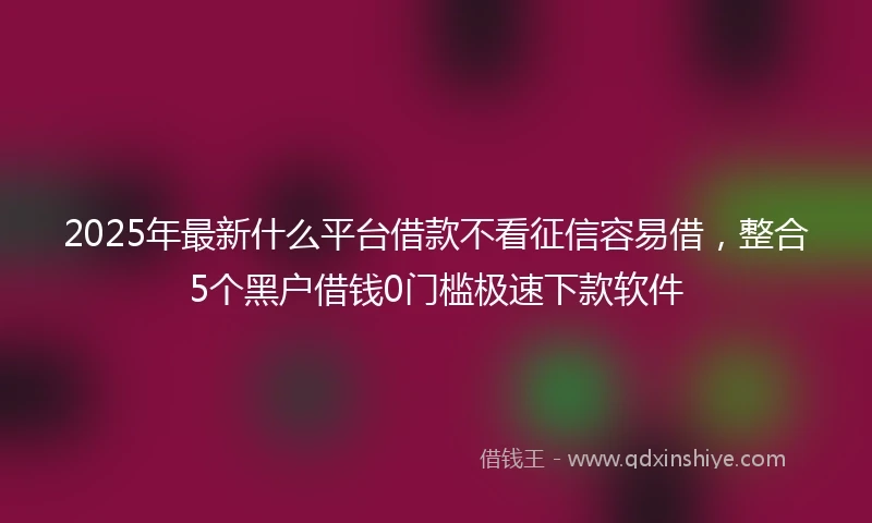 2025年最新什么平台借款不看征信容易借，整合5个黑户借钱0门槛极速下款软件