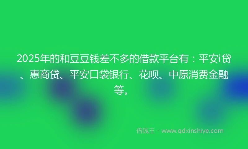 2025年的和豆豆钱差不多的借款平台有：平安i贷、惠商贷、平安口袋银行、花呗、中原消费金融等。