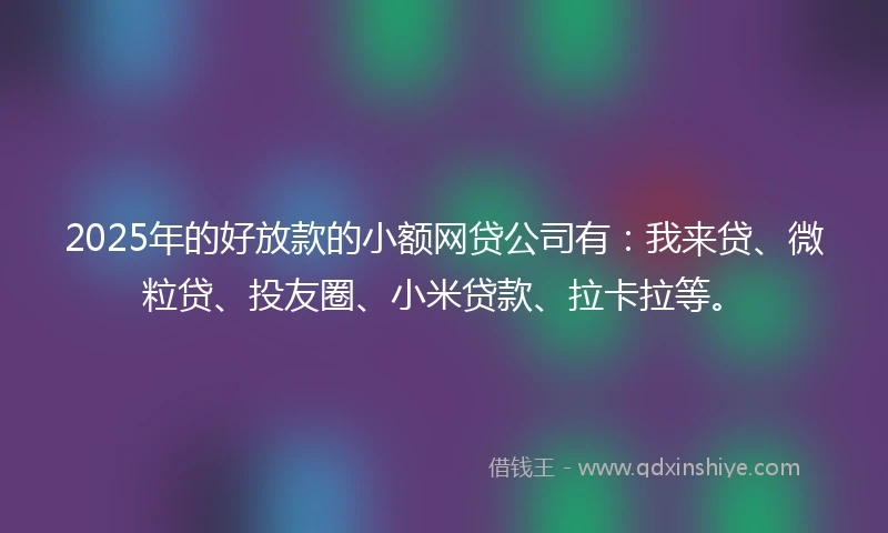 2025年的好放款的小额网贷公司有：我来贷、微粒贷、投友圈、小米贷款、拉卡拉等。