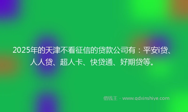 2025年的天津不看征信的贷款公司有：平安i贷、人人贷、超人卡、快贷通、好期贷等。